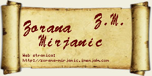 Zorana Mirjanić vizit kartica